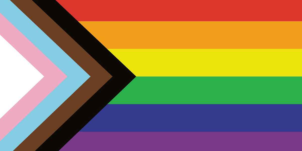 Die Fortschritts-Prideflagge von Daniel Quasar.