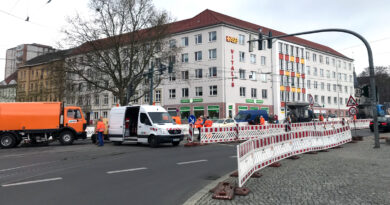 Weichensanierungsarbeiten der SVF in der Heilbronner Straße.