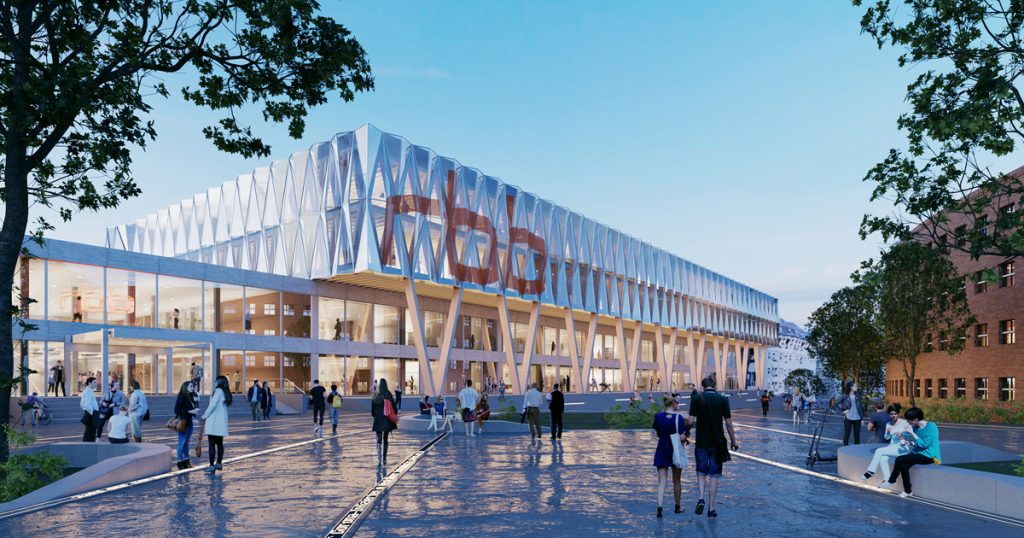Der Entwurf des geplanten rbb-Medienhauses in Berlin
