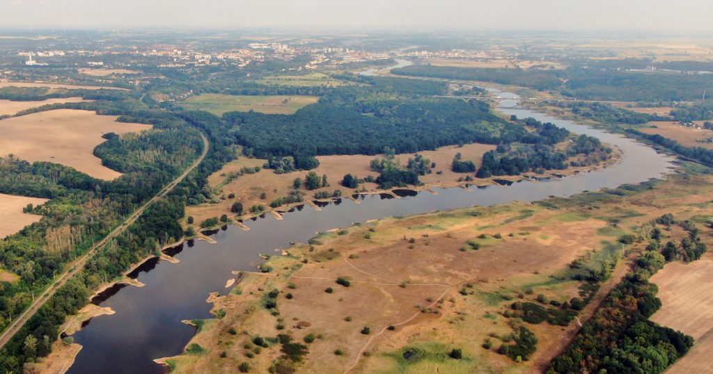 Die Oder bei Frankfurt aus der Luft