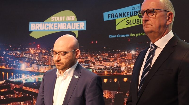 Frankfurts Oberbürgermeister René Wilke (Die Linke) und Brandenburgs Ministerpräsident Dietmar Woidke (SPD).
