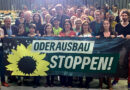 Die Grünen-Delegierten - Protest gegen den Oderausbau auf polnischer und deutscher Seite am Samstag auf dem Messegelände in Frankfurt (Oder)