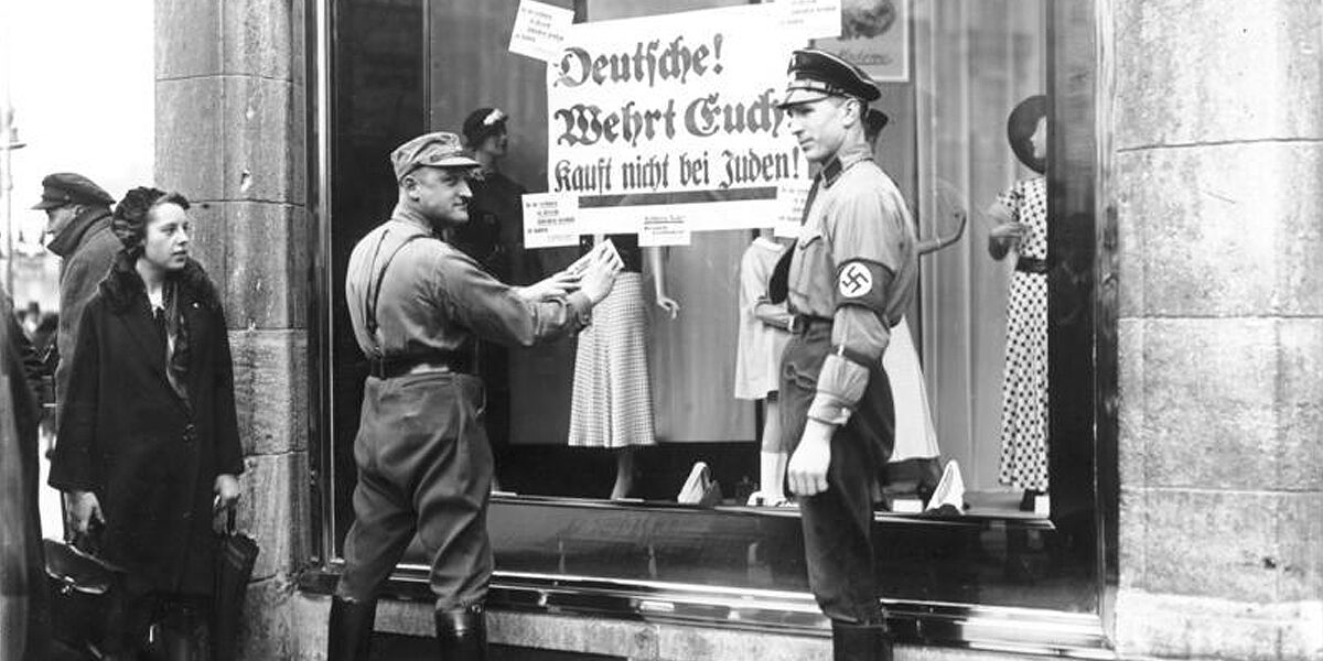 NS-Boykott gegen jüdische Geschäfte am 9. November im Deutschen Reich.