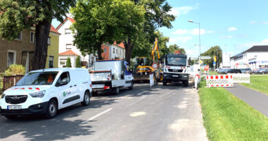Bleibt aufgrund von weiteren Baumaßnahmen bis Mitte August gesperrt - die Goepelstraße in Frankfurt (Oder).